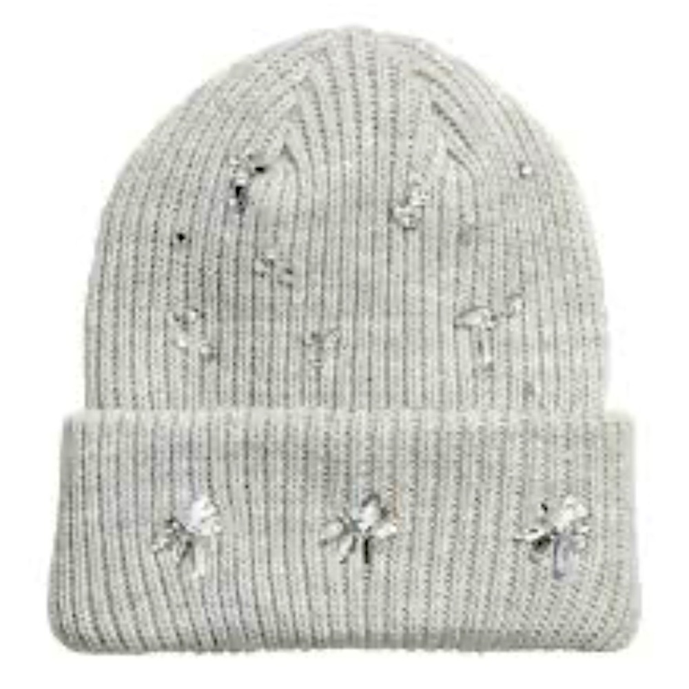 ✨⚡️💥H&M Hat with Rhinestones Light gray Warm Cuffed - Ladies